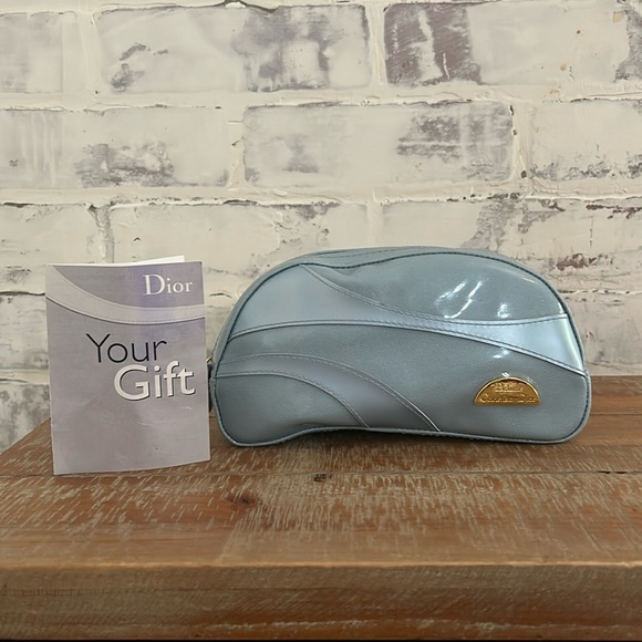 Christian Dior Perfume Vintage Gift Bag Make Up Bag Blue Small Designer - Picture 1 of 13